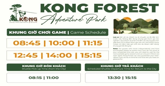 🕐 UPDATED DAILY ACTIVITY SCHEDULE AT KONG FOREST – PLAN YOUR JUNGLE ADVENTURE RIGHT!